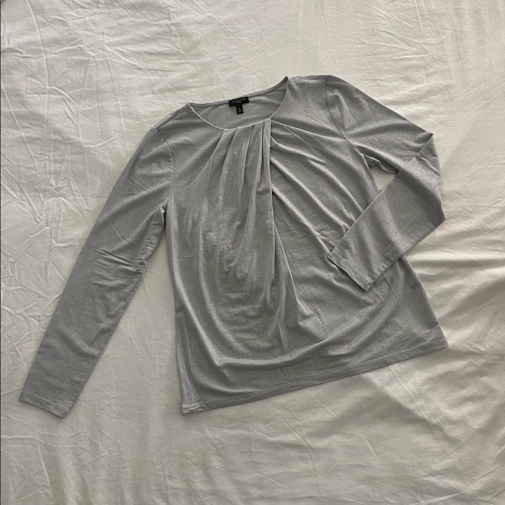 Talbots Silver Long Sleeve Blouse